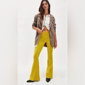 Yellow olive free people velvet Flared Women's Pants